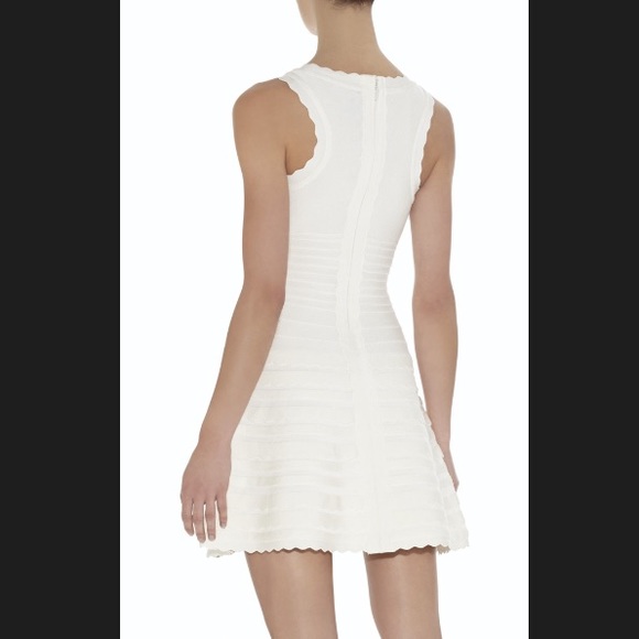 Herve Leger Jules White Scallop Edge Bandage Dress - Picture 5 of 8
